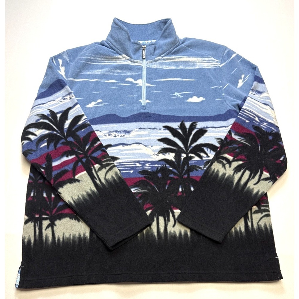 Tommy Bahama Cloud Peak Bay Half-Zip Mens XL Fleece Pullover Hawaiian Sunset
